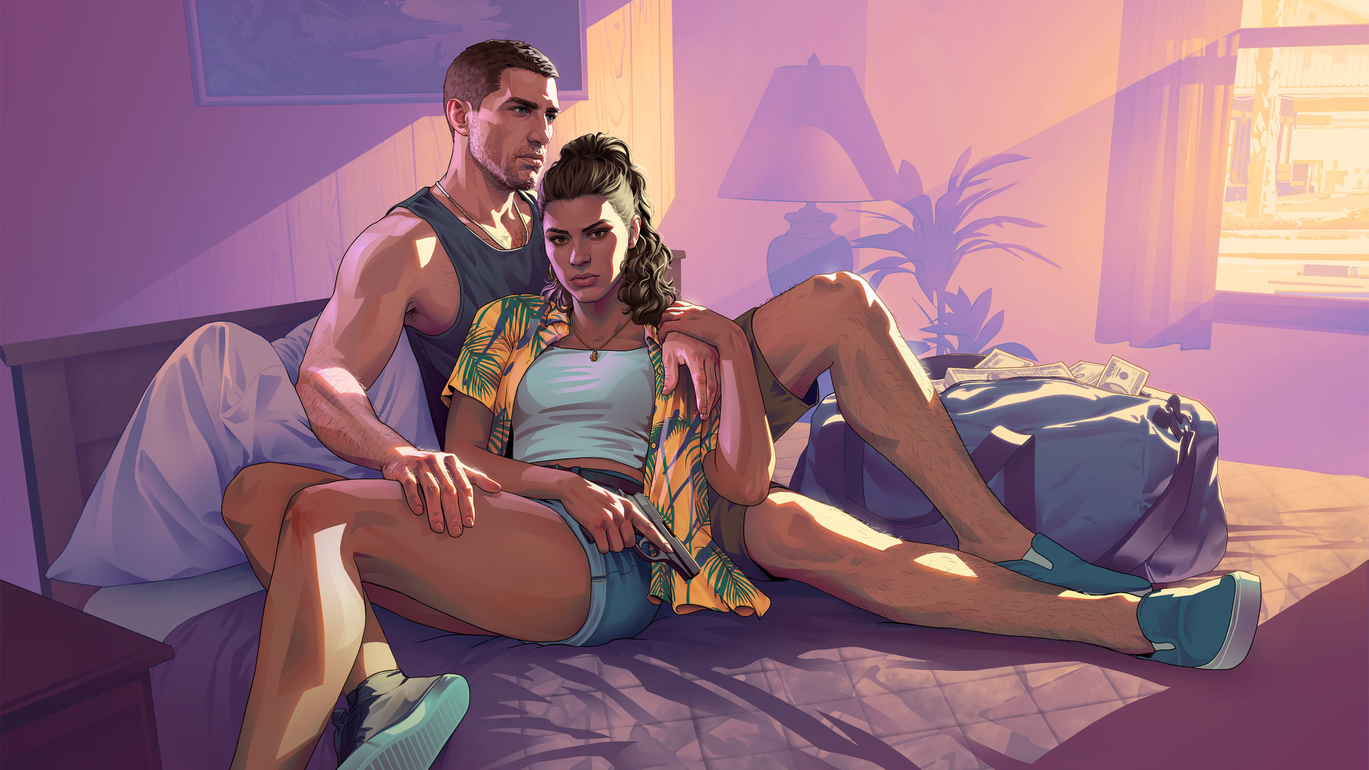 Jason et Lucia dans une chambre de motel de Vice City
